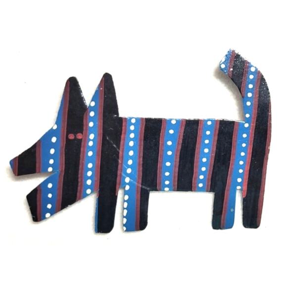 Artisan Jewelry - Vtg 1989 Signed JIL Artisan Scottie Dog Brooch Hand Cut Metal 80s Pop Art Pin